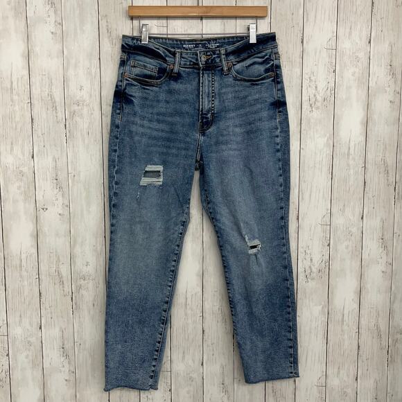 Old Navy High Rise OG Straight Smooth Pockets Distressed Mid Rise Jeans 10S - Picture 1 of 7